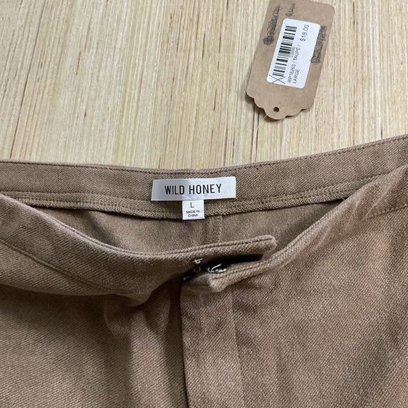 Wild Honey Taupe Jeggings Pants Size Large Zipper Leg Stripe Accent New - Picture 5 of 10